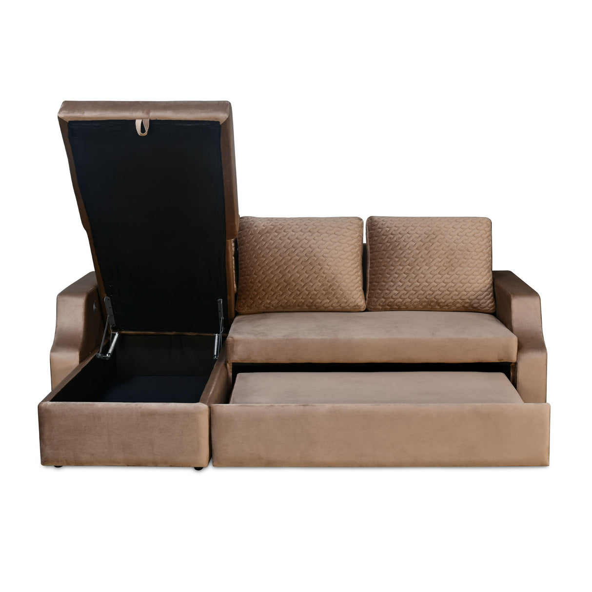 Portland RHS Sofa With Lounger & Storage (Light Brown)