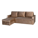 Portland RHS Sofa With Lounger & Storage (Light Brown)