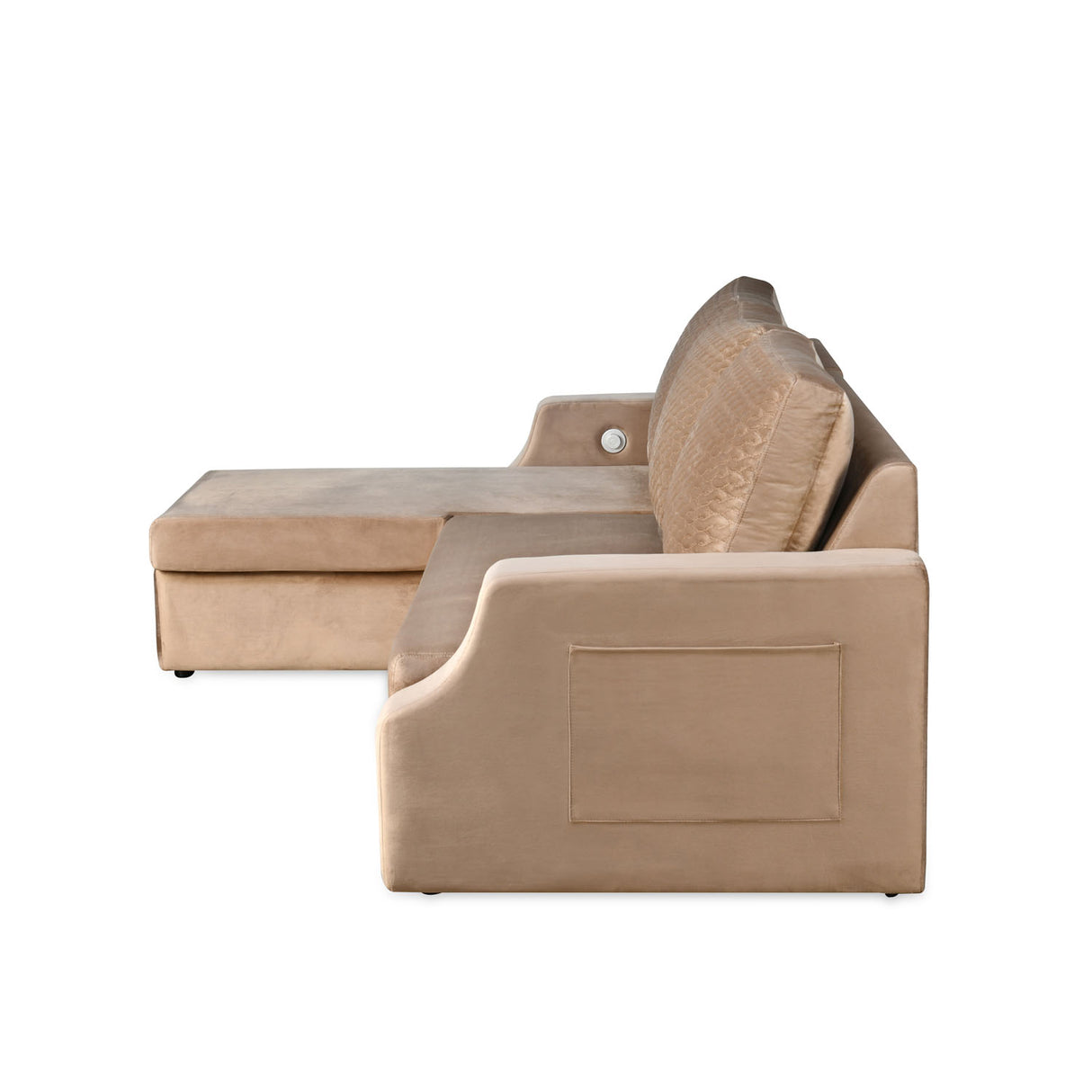 Portland RHS Sofa With Lounger & Storage (Light Brown)