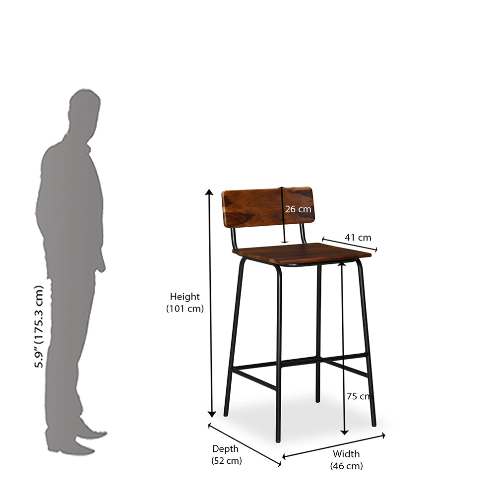 Reef Solid Wood Bar Stool (Walnut)