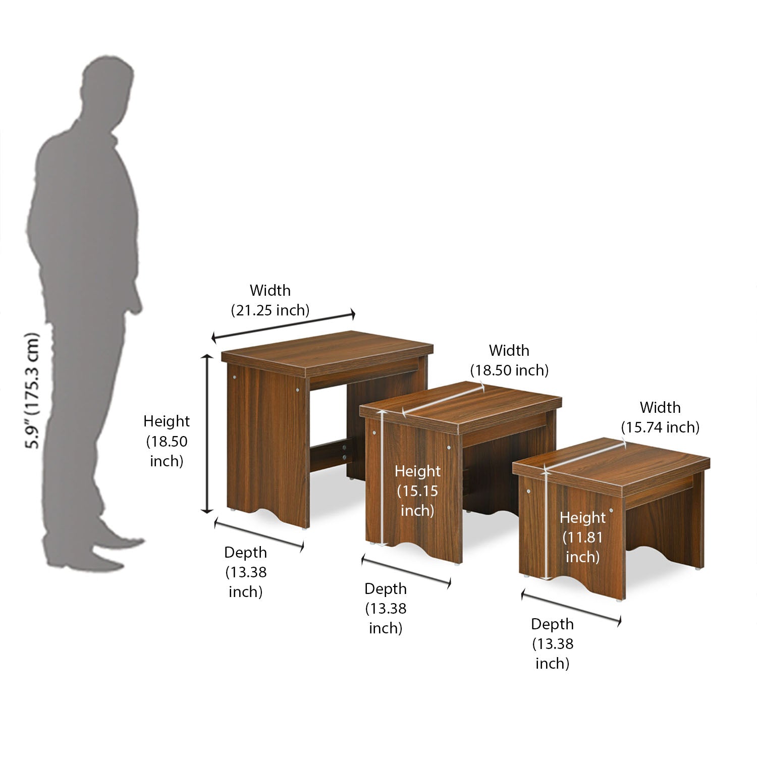 Remington Nest Table Set of 3 (Classic Walnut)