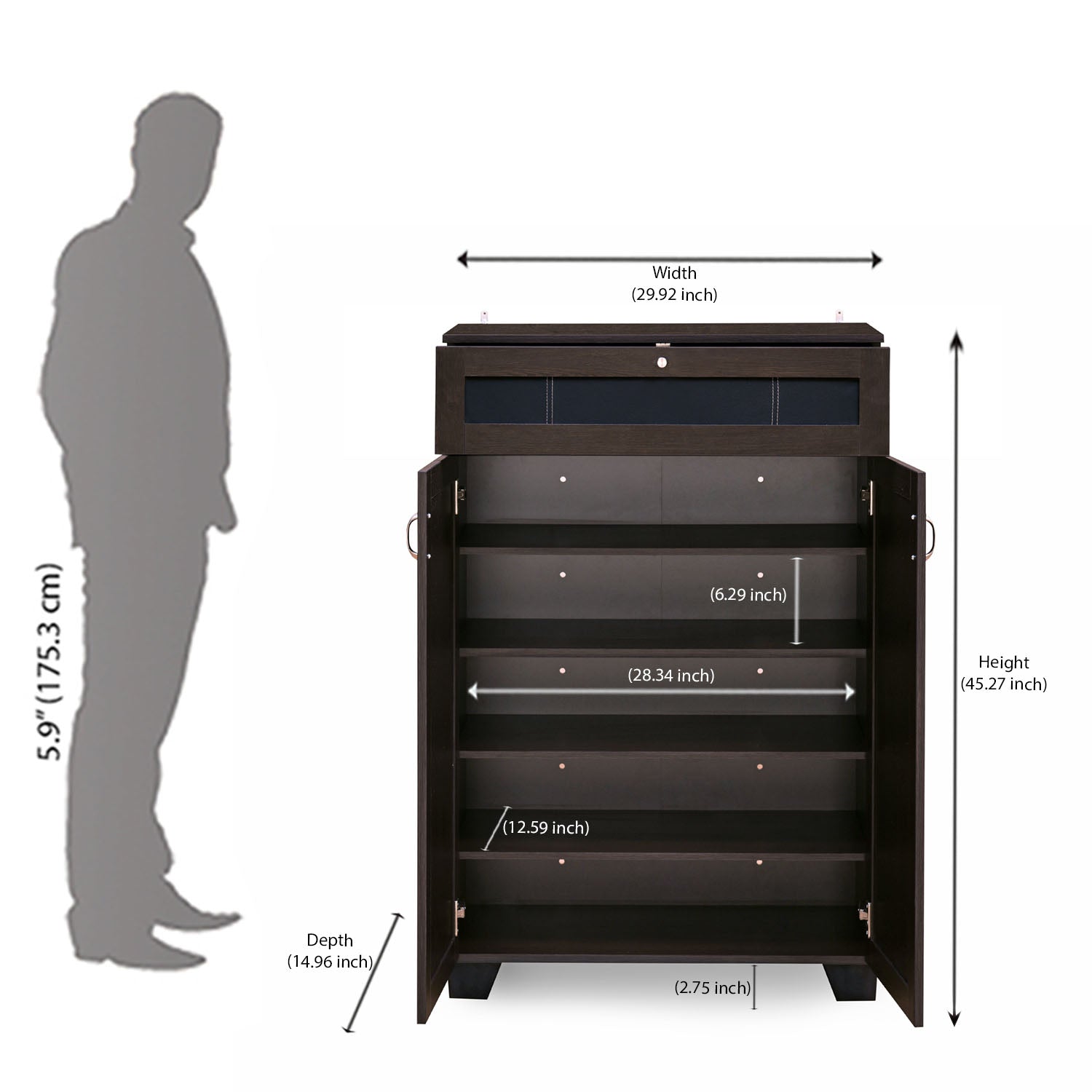 Ruth Engineered Wood Small Shoe Cabinet (Wenge)