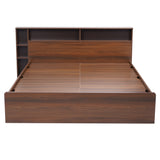 Torrie King Bed With Headboard & Box Storage (Classic Walnut)