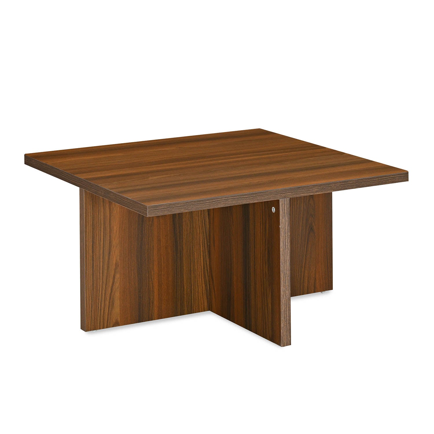 Trendy Engineered Wood Coffee Table Set with Storage Stool (Walnut)