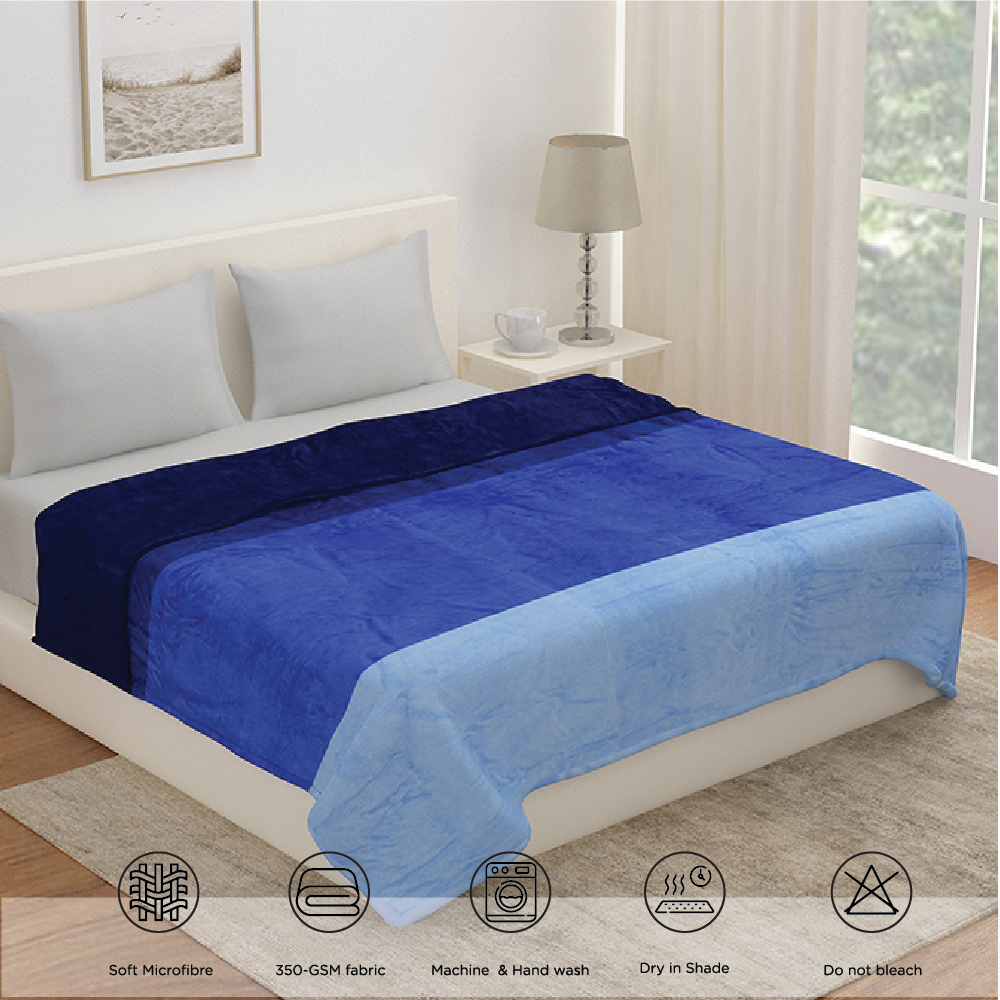 Arliss Gradation Polyester Double Blanket (Blue)