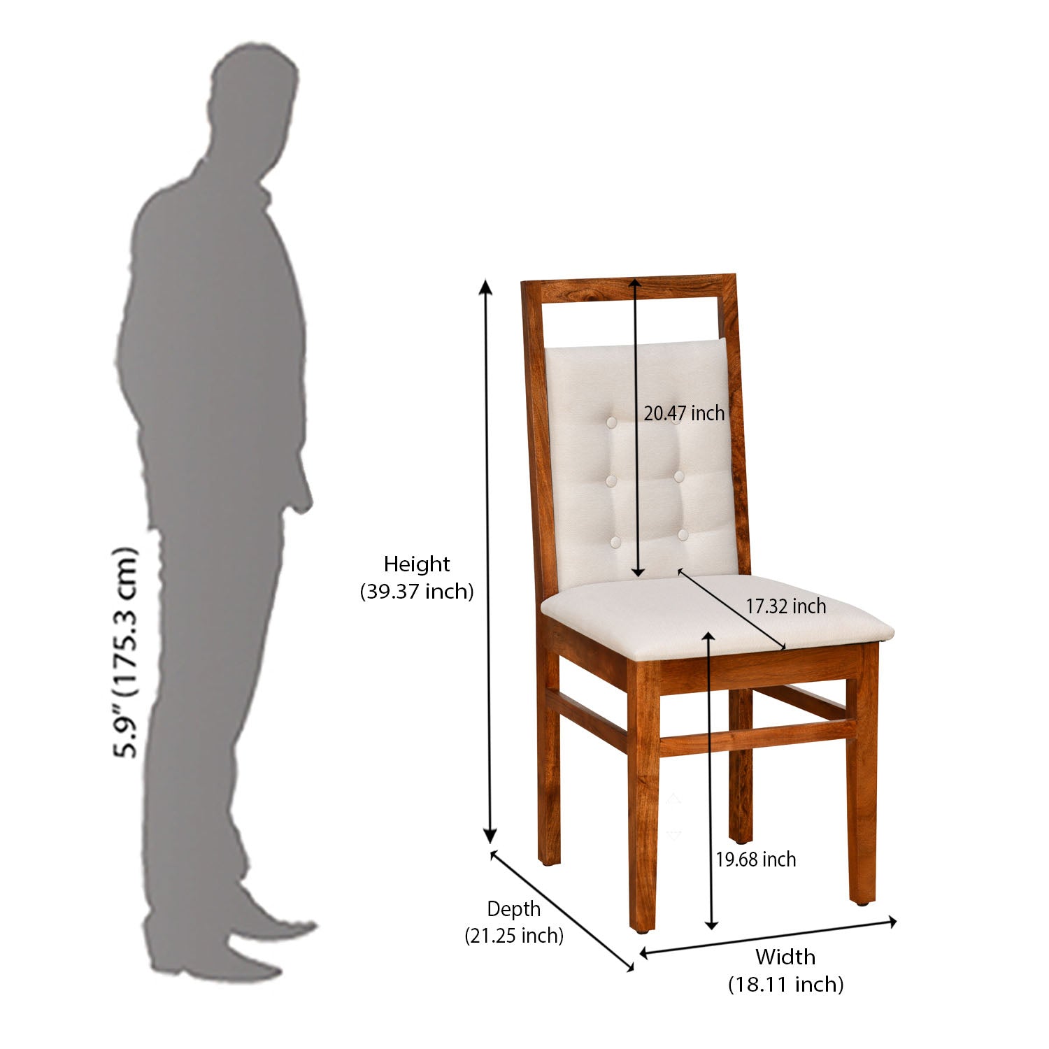 Vera Solid Wood Dining Chair (Honey Brown)