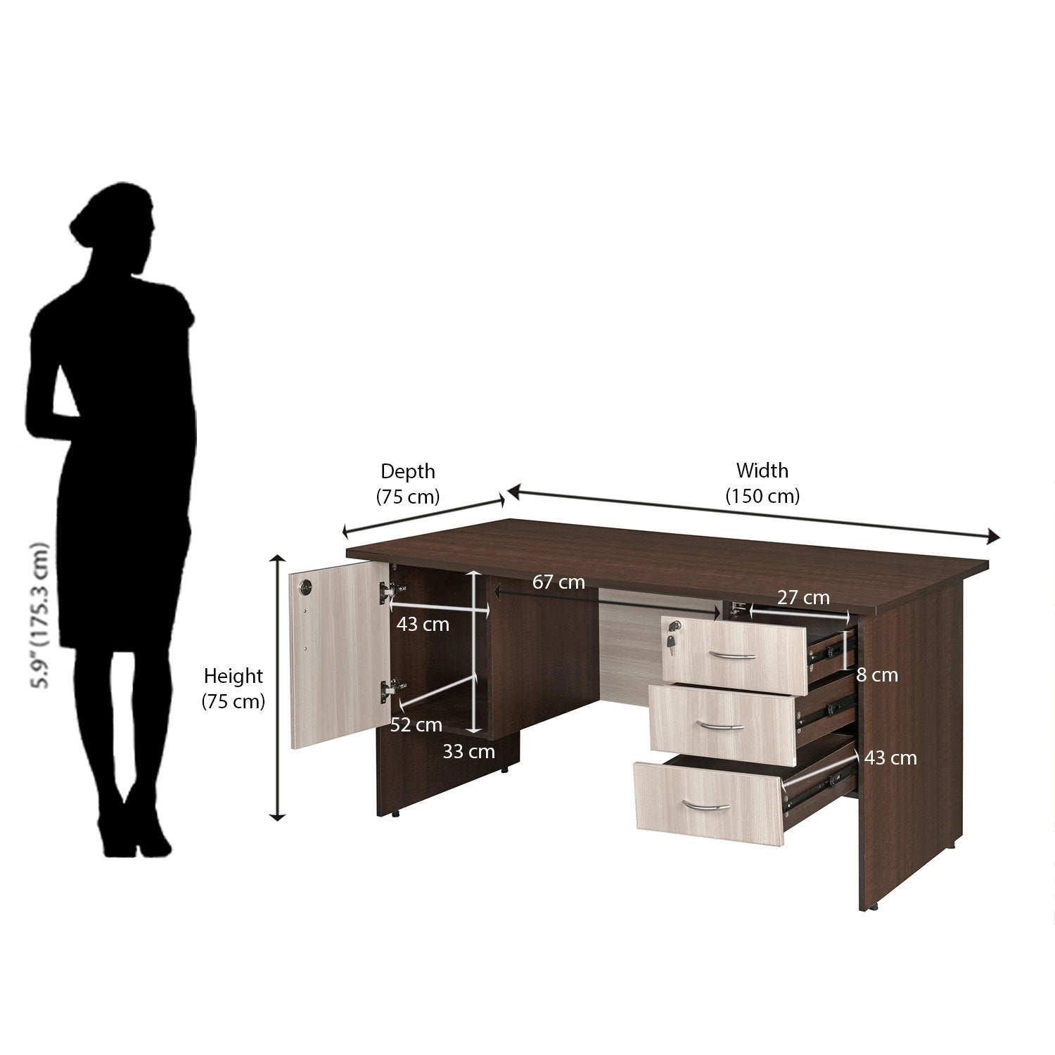 Vertex Office Table (Brown & Clound Ash)