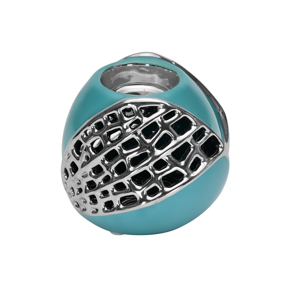 Round Jaali Votive (Sea Green & Silver)