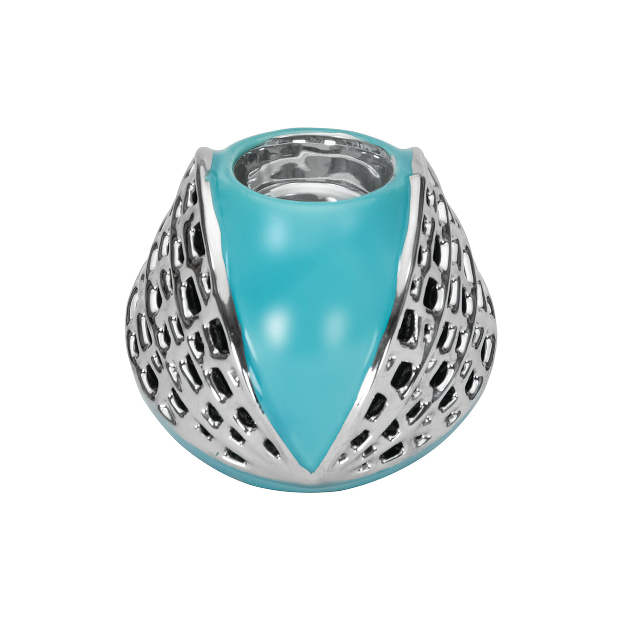 Round Jaali Votive (Sea Green & Silver)