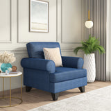 Velma 1 Seater Fabric Sofa with Cushion (Blue)