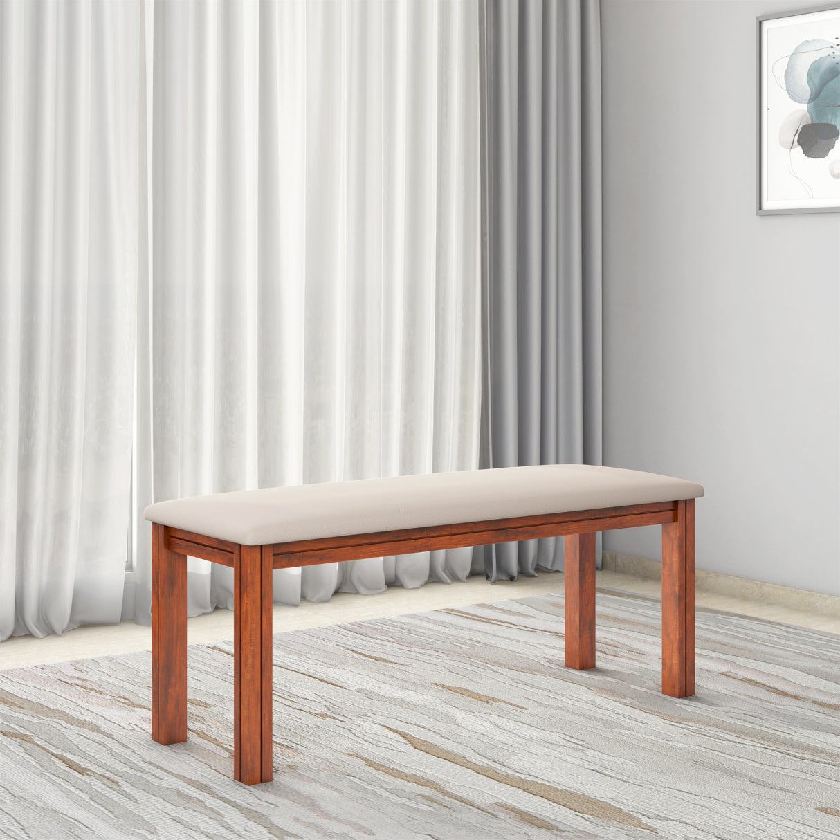 Vera 6 Searer Solid Wood Dining Bench (Honey Brown)