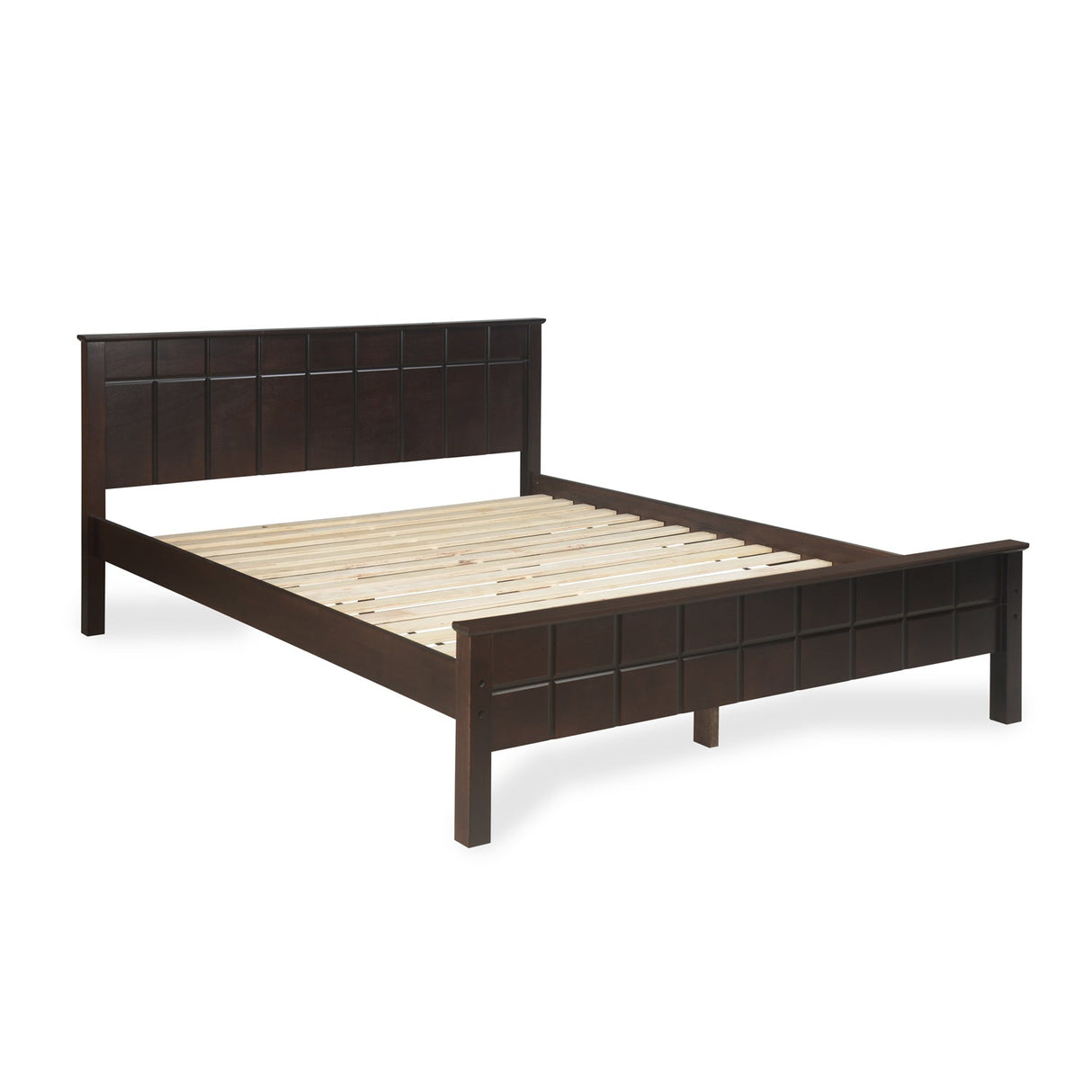 Cipher Solid Wood Queen Bed (Espresso)