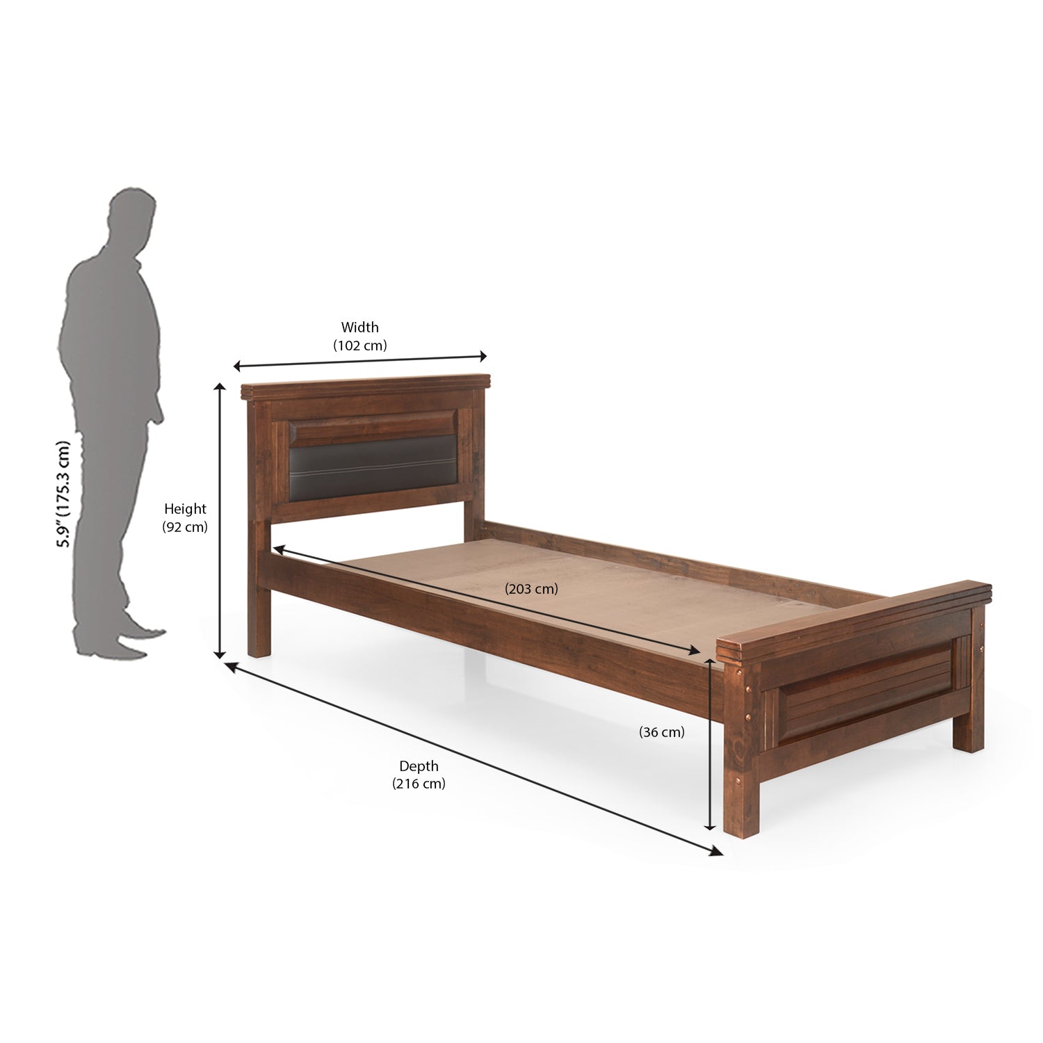 Dexter Solid Wood Single Bed (Cappucino)