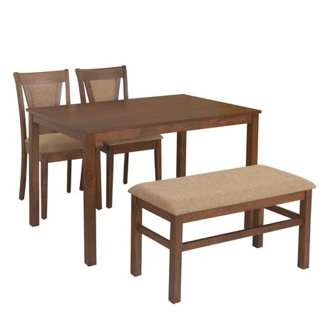 Jewel 4 Seater Dining Set With Bench (Walnut)