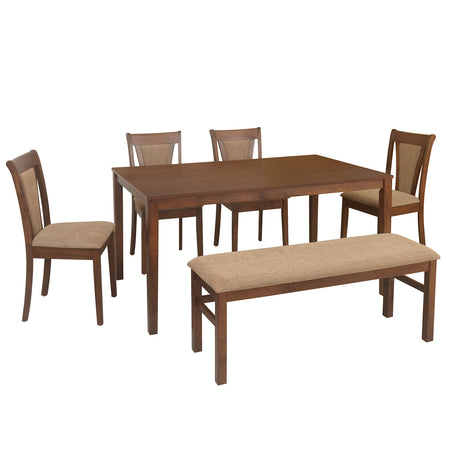 Jewel Six Seater Dining Set With Bench (Walnut)