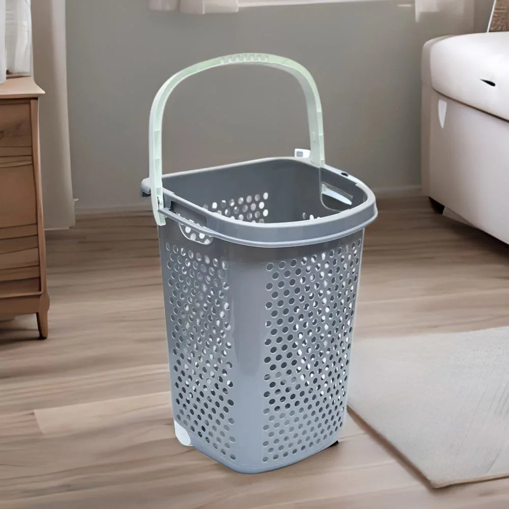 Polypropylene 70 L Laundry Bag With Wheels (Grey)