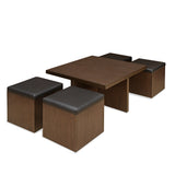 Trendy Center Table Set with Stool (Walnut)