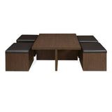 Trendy Center Table Set with Stool (Walnut)