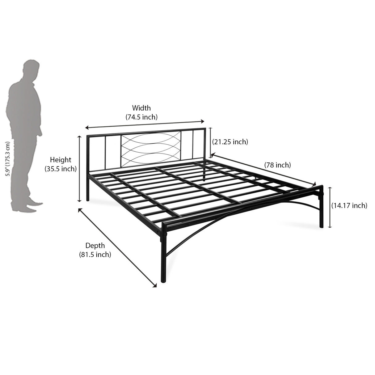 Ursa Metal King Bed (Black)