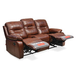 Wilson 3 Seater Sofa with 2 Manual Recliners (Caramel)